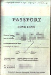 Hong Kong CUKC passport page