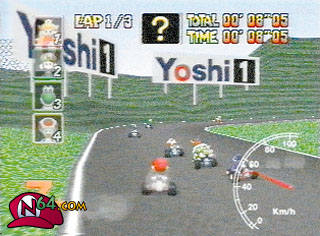 Yoshi 1 logo in Mario Kart beta