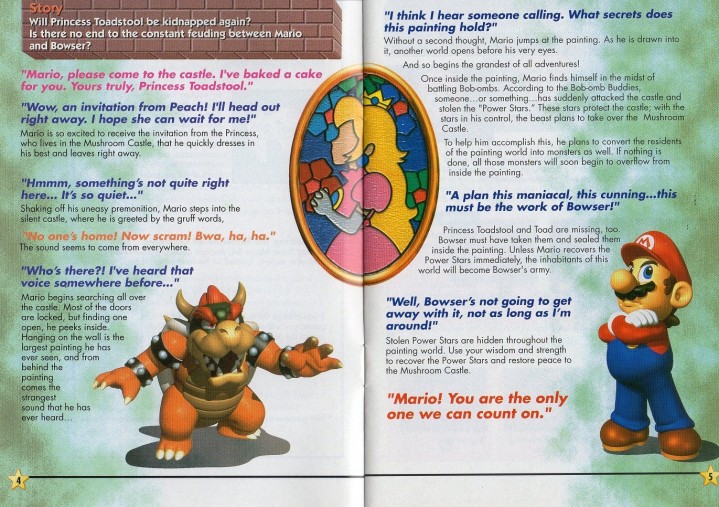 Super Mario 64 plot explained from the manual