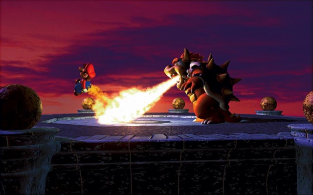 Super Mario 64 official art - Bowser Battle