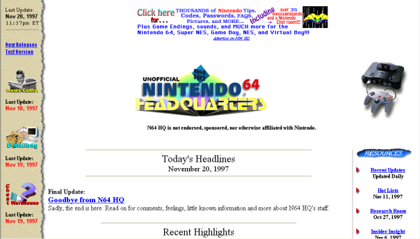 N64 HQ homepage