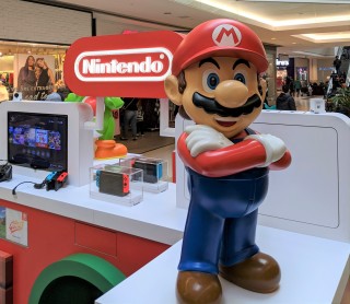 Mario statue at Nintendo Kiosk at Scarborough Town Centre in Toronto