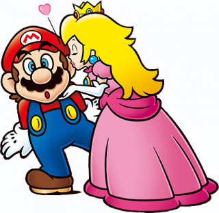 Peach giving Mario a kiss Peach giving Mario a kiss