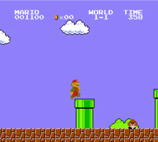 Mario jumping in Super Mario Bros.