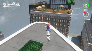 Long jump with Cappy bounce and dive - Super Mario Odyssey