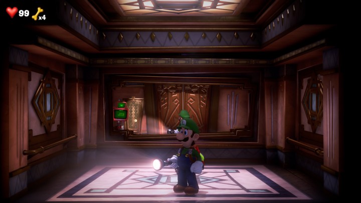 Luigi riding the elevator