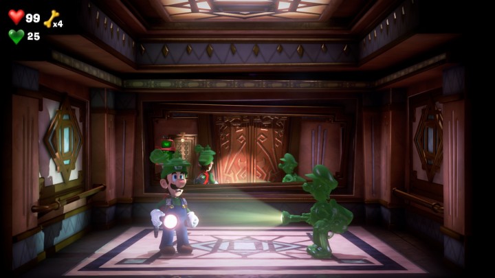 Luigi with a plunger on his head thanks to Gooigi