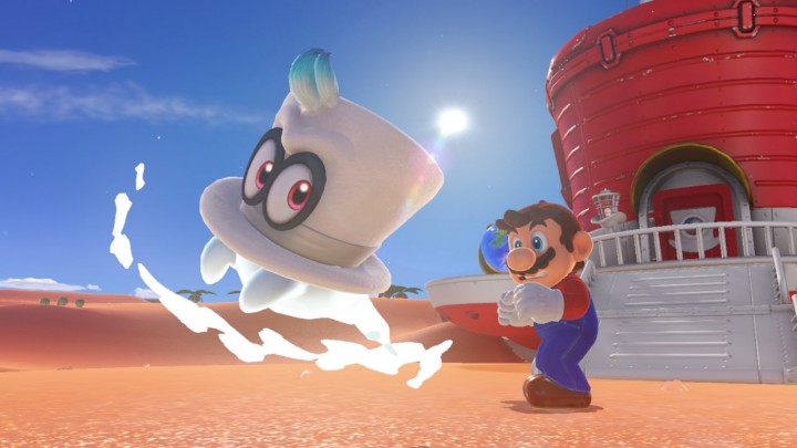 Mario and Cappy partnering together in Super Mario Odyssey