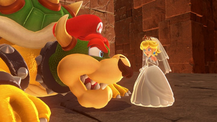 Captured Bowser with Princess Peach