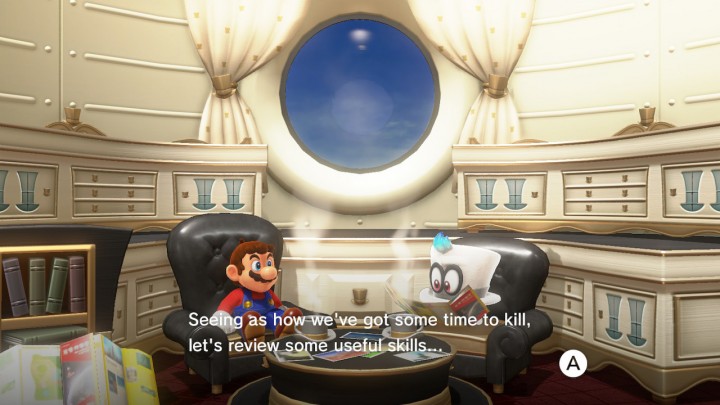Mario and Cappy flying in the Odyssey